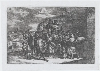 Gruppe von Menschen im Freien, möglicherweise Musiker, aus der Serie von cust..., 1850