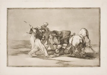 Die Mauren, die sich in Spanien niederließen und den Aberglauben des Korans aufgaben, eigneten sich diese Kunst an, einen Stier auf der Ebene zu jagen und zu spießen