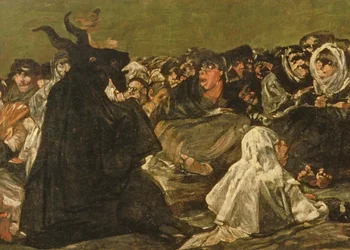 Der Hexensabbat oder Der große Ziegenbock, (eine der Schwarzen Gemälde), ca. 1821-23 (Detail)