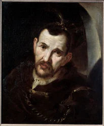 Häuptling der Indianer. Porträt des Anführers eines Indianerstammes. Gemälde von Francisco de Zurbaran (1598-1664) 17. Jahrhundert. Metz, Museum der Schönen Künste