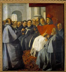 Heiliger Bonaventura (San Bonaventura da Bagnoregio) (1221-1274) beim Konzil von Lyon im Jahr 1274 Gemälde von Francisco de Zurbaran (1598-1664)