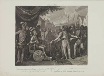 Wichmann II der Jüngere ergibt sich Mieszko I. von Polen von Smuglewicz, Franciszek (1745-1807). Lithographie, Ende des 18. Jahrhunderts. Private Sammlung