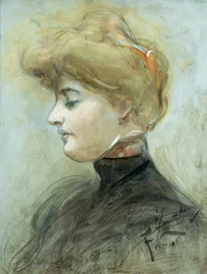 Kopf einer blonden Frau, ca. 1895