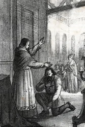 Treffen zwischen Papst Paul III. und Karl V. in Rocca di Busseto im Jahr 1543