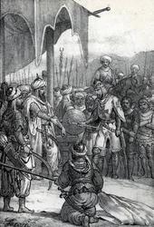 Siebter Kreuzzug: König Ludwig IX. wurde in der Schlacht von Fariskur am 6. April 1250 gefangen genommen, Zeichnung aus 