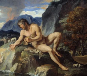 Polyphem der Zyklop mit einer Panflöte (Detail)