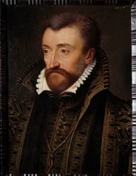 Porträt von Antoine de Bourbon, Herzog von Vendome, Gemälde der Schule von Francois Clouet, 1560, Pau, Musee du Chateau