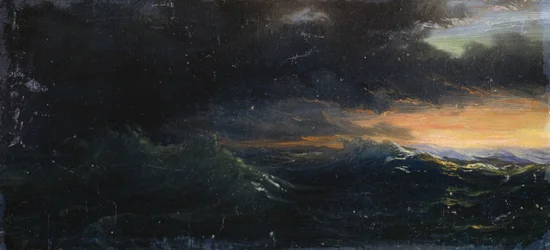 Sonnenuntergang am stürmischen Meer