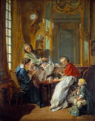 Mittagsszene in einem bürgerlichen Interieur. Gemälde von François Boucher (1703-1770) 1739