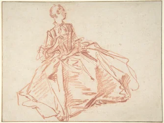 Sitzende Frau mit Fächer