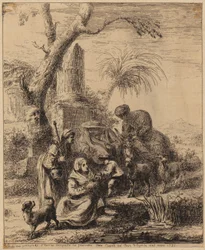 Sitzende Frau [Femme de Matsmey] neben Palme, Blatt der Folge "Diverses figures chinoises [...]"