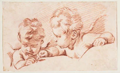 Zwei Putti. Entwurf für ein Türstück im Amalienborg