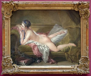 Junges Mädchen liegend (Porträt von Marie Louise O Murphy). Nackt auf einem Sofa oder die blonde Odaliske. (Marie-Louise O