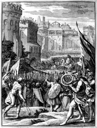 Truppen unter Alarich I., König der Westgoten ab 395, plündern Rom, 410, 1654