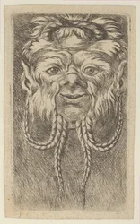 Satyrmaske mit überlappenden Hörnern und vier geflochtenen Bartsträhnen, aus Divers Ma..., ca. 1635-45