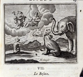 Der Sack. Fabeln von Jean de La Fontaine (1621-95). Illustration von François Chauveau (1613-1676). Ausgabe von 1728