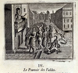 Die Macht der Fabeln. Fabeln von Jean de La Fontaine. Illustration von François Chauveau. Ausgabe von 1728.
