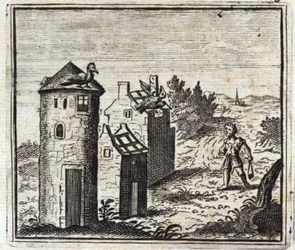 Die zwei Tauben. Fabeln von Jean de La Fontaine. Illustration von François Chauveau. Ausgabe von 1728.