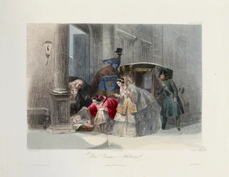 Eine gute Tat, aus Les Modes Parisiennes, ca. 1860