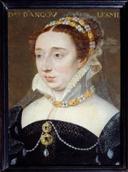 Porträt von Diane von Frankreich, Herzogin von Angoulême (1538-1619), legitime Tochter von Heinrich IV. Gemälde von François Clouet (1515-1572) 16. Jahrhundert