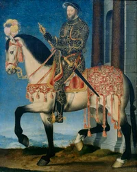 Porträt von Franz I. von Frankreich zu Pferd