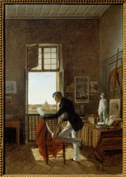 Das Atelier von François Edouard Picot (1786-1868) in der Villa Medici. Gemälde von Jean Alaux genannt Le Romain (1786-1864)