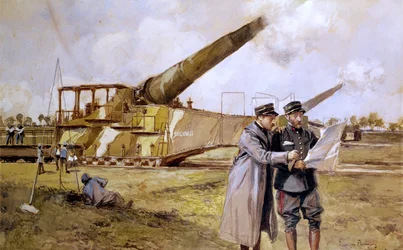 Schwere Artillerie auf der Eisenbahn, Oktober 1916