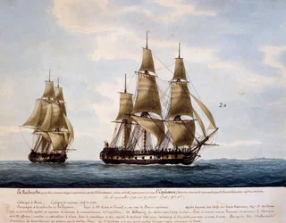 Hohe Schiffe Recherche und Esperance, verwendet von Antoine Bruny d