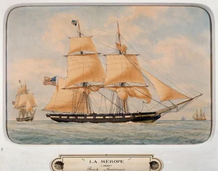 Die Brigg Merope, von François Roux, Aquarell, Frankreich