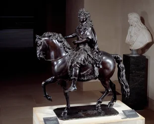 Reiterstandbild König Ludwigs XIV. (1638-1715), in Bronze im Wachsausschmelzverfahren gegossen. 17. Jahrhundert. Maße: 1,02 x 0,98 x 0,5 m. Paris, Musée du Louvre