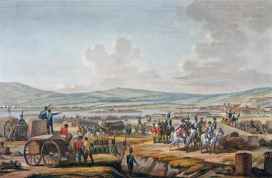 Napoleon besucht die Belagerungswerke in Danzig unter der Führung von Marschall Lefebvre, 9. Mai 1807