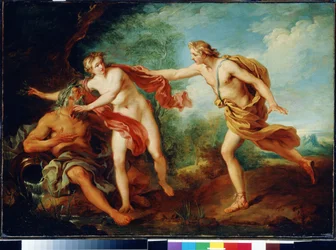 Apollon und Daphne mit ihrem Vater, dem Flussgott Peneios. Französische Malerei des 18. Jahrhunderts. Staatliches Museum und Landgut Archangelskoje, Moskau