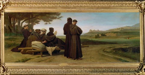 Heiliger Franz von Assisi trägt einen Sterbenden zur Heiligen Maria