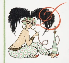 Arabisches Mädchen mit Wasserpfeife, aus Personages de Comedie, veröffentlicht 1922 (Pochoir-Druck)