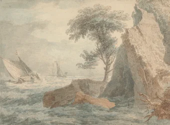 Schiffe an einer felsigen Küste