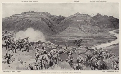 Gesamtansicht des Schlachtfeldes vor Spion Kop