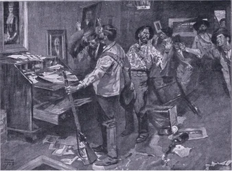 Selbst von Feinden respektiert: Ein Vorfall bei einem Burenüberfall in Natal, Illustration aus After Pretoria: The Guerilla War, 1902