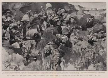 Die Schlacht von Colenso, der Vormarsch der Brigade von General Hildyard gegen Fort Wylie