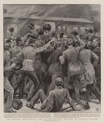 Die Heimkehr des Sirdar, der zu enthusiastische Empfang am Victoria Station