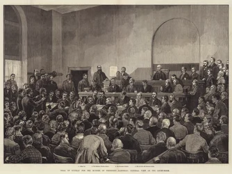 Prozess gegen Guiteau wegen des Mordes an Präsident Garfield, Gesamtansicht des Gerichtssaals