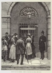 Warten auf die Gefangenen, eine Skizze im Kilmainham-Gefängnis, Dublin