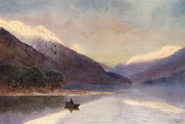 Neuseeland: Nordfjord, Lake Te-Anau (Farblithografie)