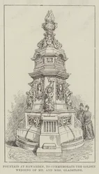 Brunnen in Hawarden, zur Erinnerung an die Goldene Hochzeit von Mr. und Mrs. Gladstone