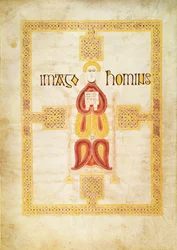 Symbol von Matthäus, `Imago Hominus, Lindisfarne, aus dem Echternacher Evangelienbuch, ca. 700
