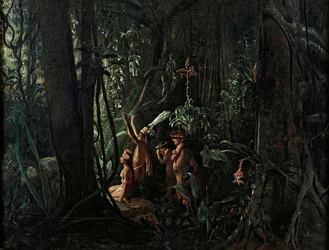 Amazonische Indianer, die den Sonnengott verehren, ca. 1860