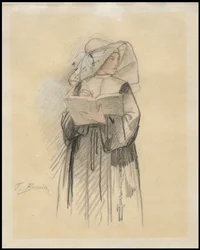 Eine Nonne mit einem Buch und einem Stift, 1827-1887