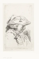 Kopf eines Mannes mit Brille und Dreispitz (Suite von kleinen Genrestücken und Köpfen)