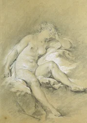 Nackte junge Frau sitzend, schlafend; Une Jeune Femme Denudee et Assise, Endormie