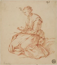 Sitzende Frau beim Lesen