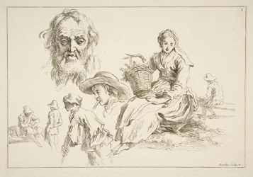 Blatt mit Skizzen, ca. 1735